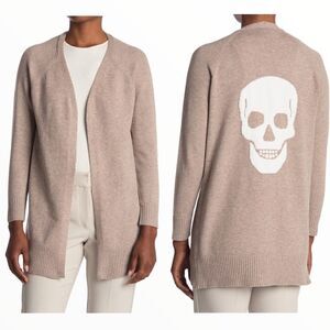 SWEET ROMEO | Latte White | Skull Back Open Cardigan
